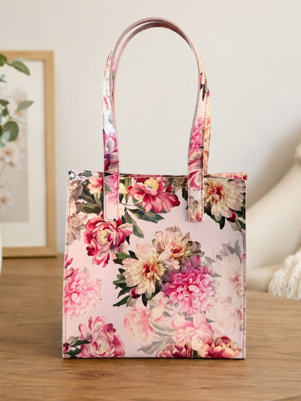 NWT Ted Baker London The Icon  Pink Floral Embossed Logo Small Tote